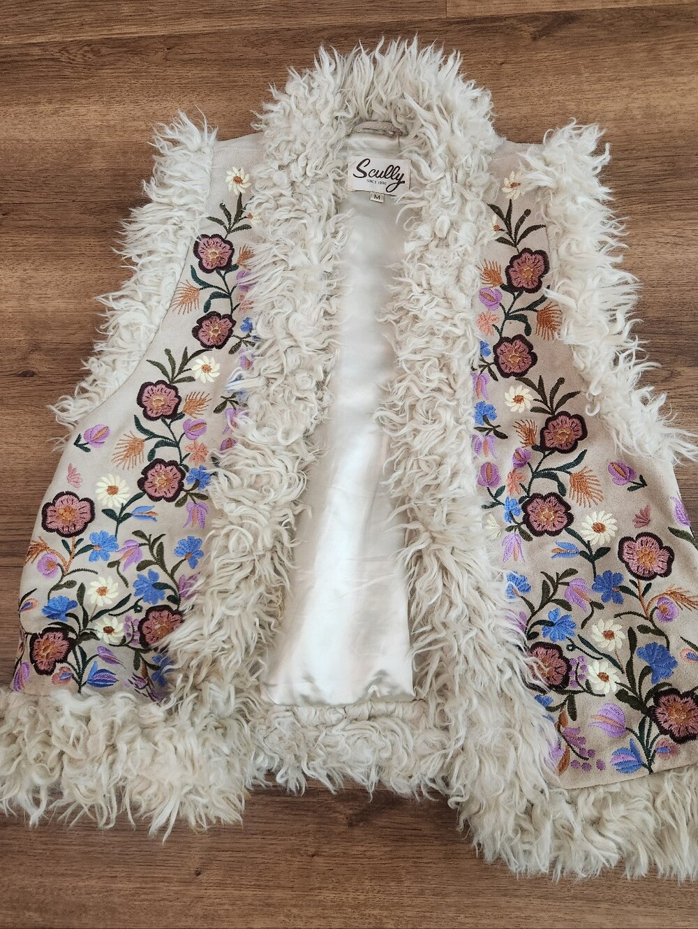 Scully Women's Western Embroidered Suede Vest Size Medium